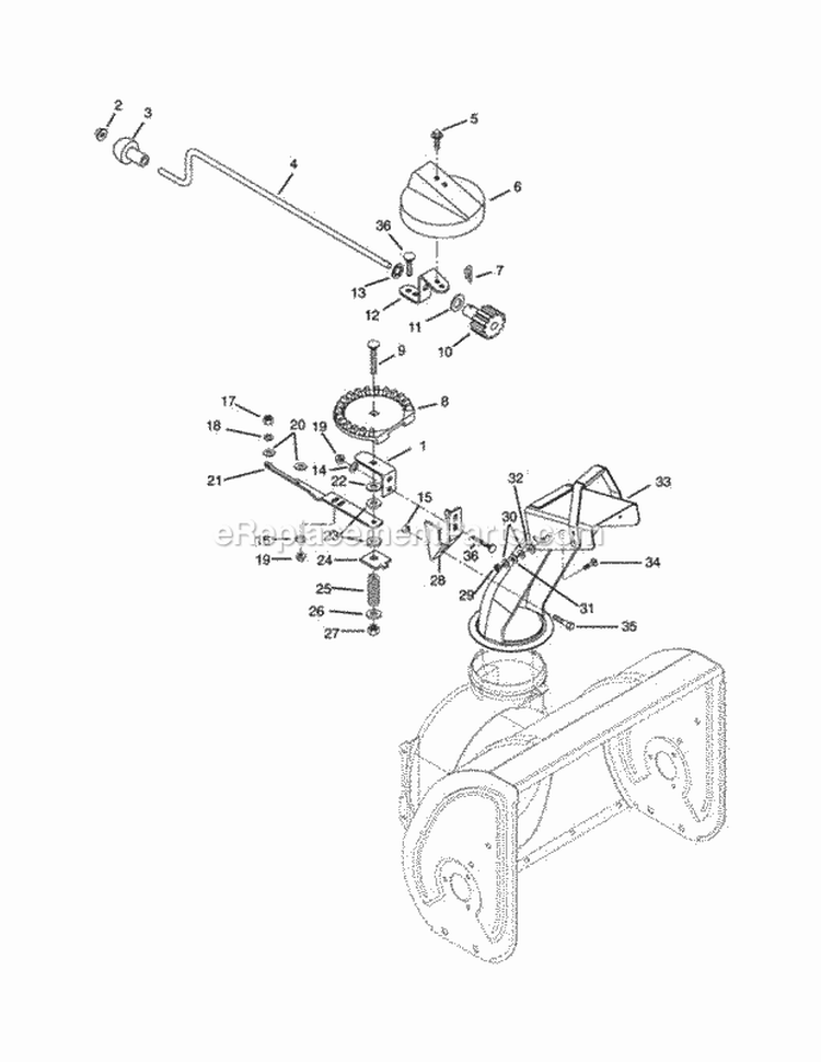 Discharge Chute Diagram and Parts List for 932307 000101 Ariens Snow Blower