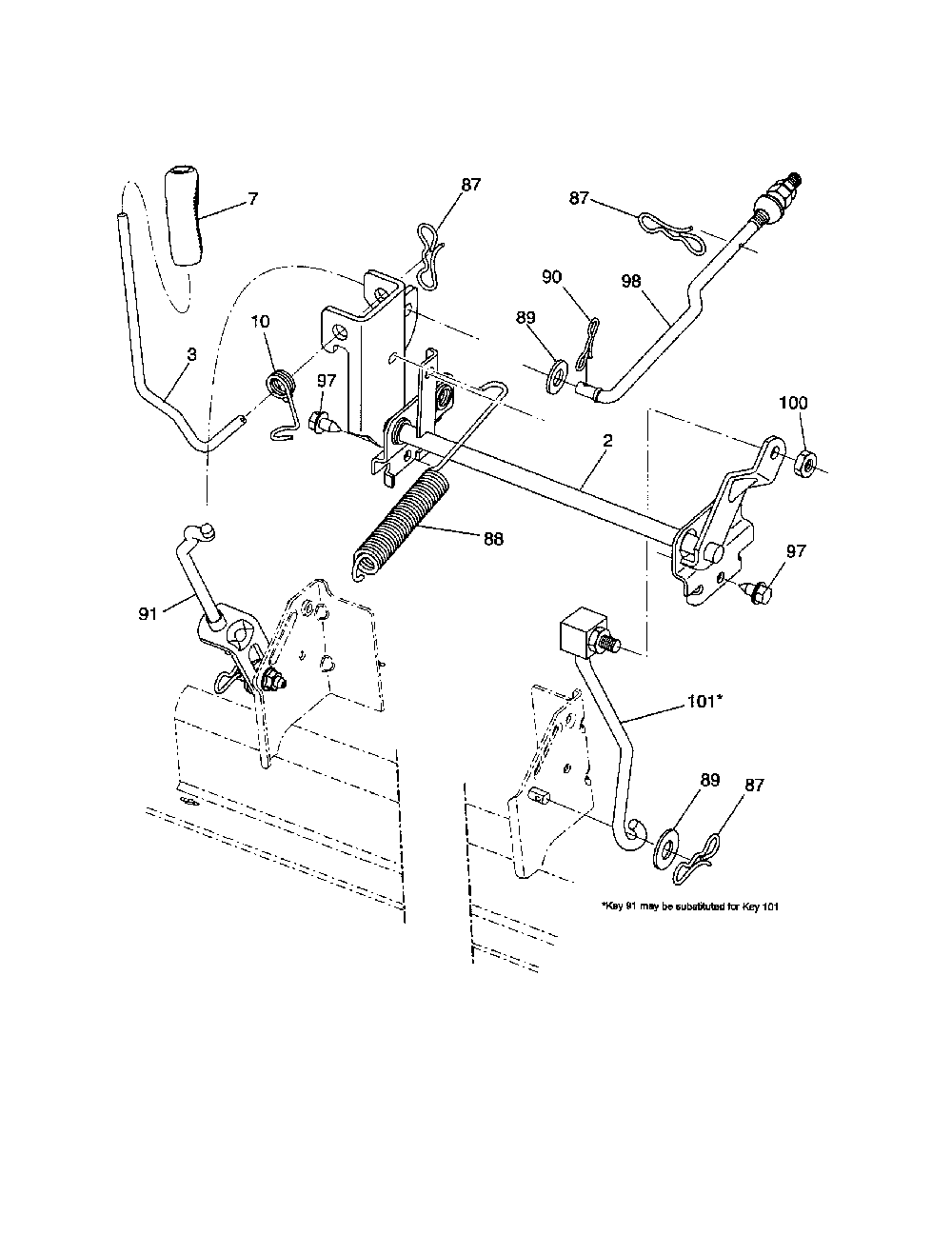 Mower Lift Diagram and Parts List for A2346YT 96046001900 Ariens Lawn Tractor