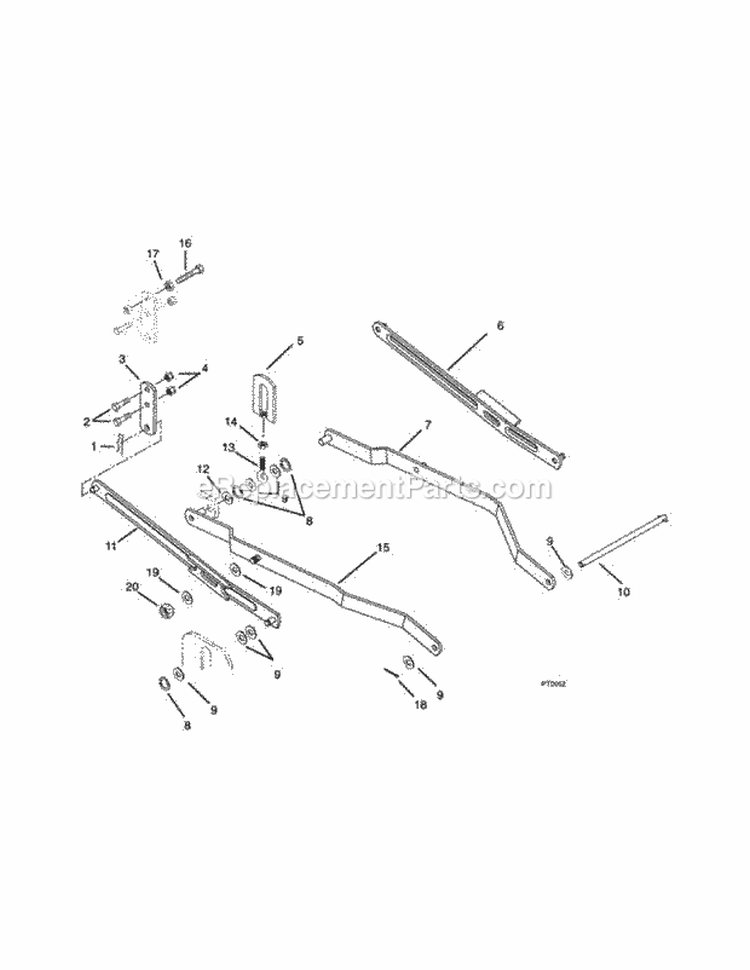 40" Hanger Arm Diagram and Parts List for 936019 000901 Ariens Lawn Tractor