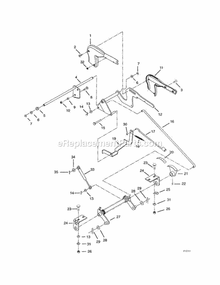 Attachment Lift Diagram and Parts List for 936019 000901 Ariens Lawn Tractor