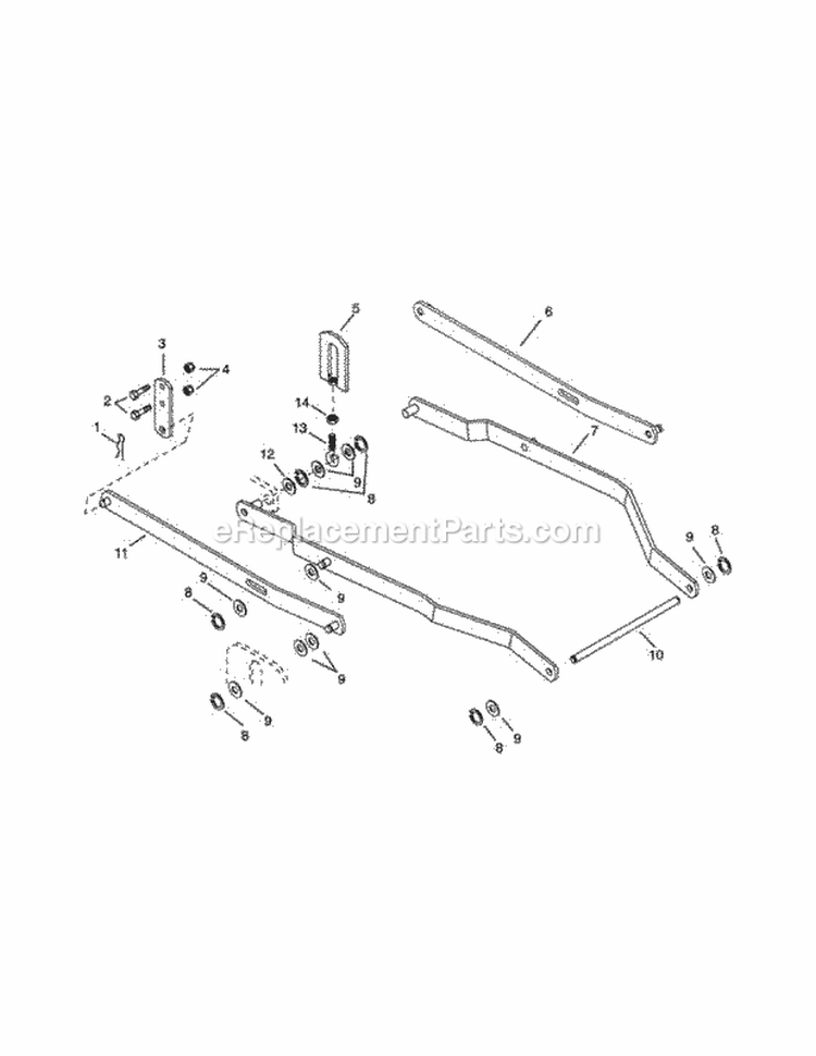 40" Hanger Arm Diagram and Parts List for 936019 000101 Ariens Lawn Tractor