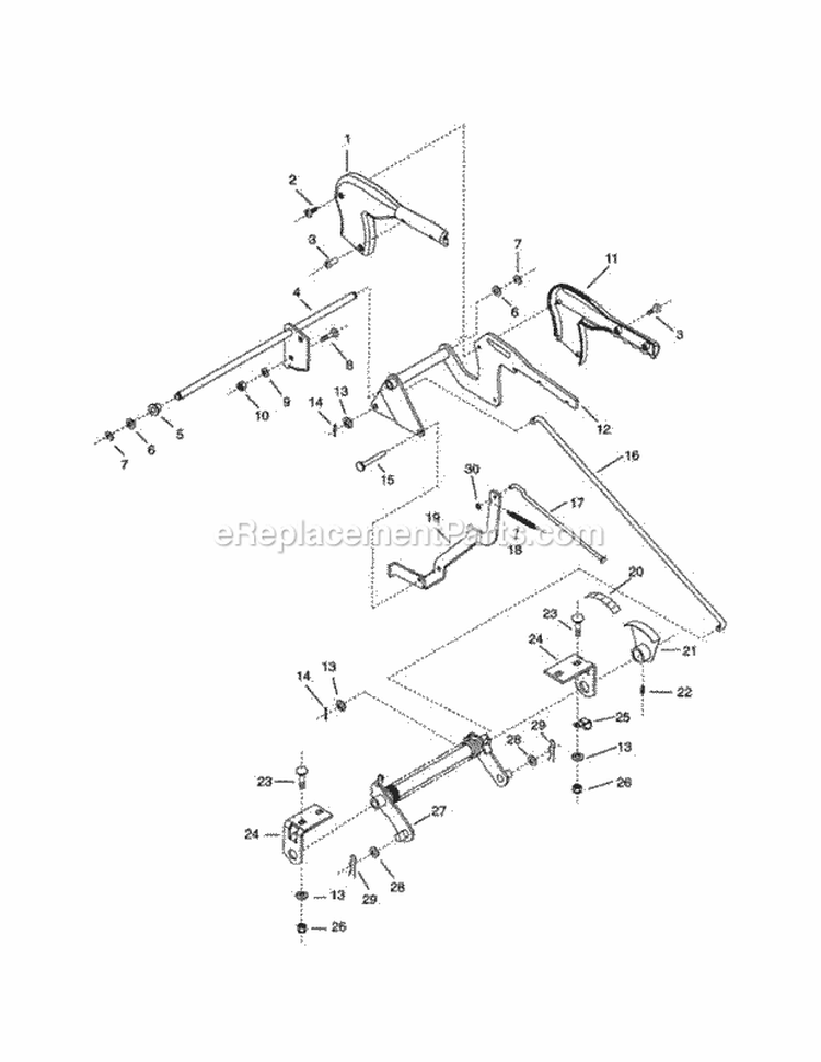 Attachment Lift Diagram and Parts List for 936019 000101 Ariens Lawn Tractor