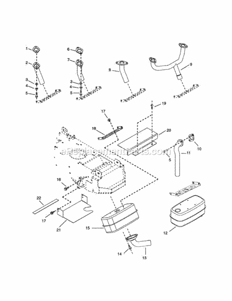 Exhaust Diagram and Parts List for 936019 000101 Ariens Lawn Tractor