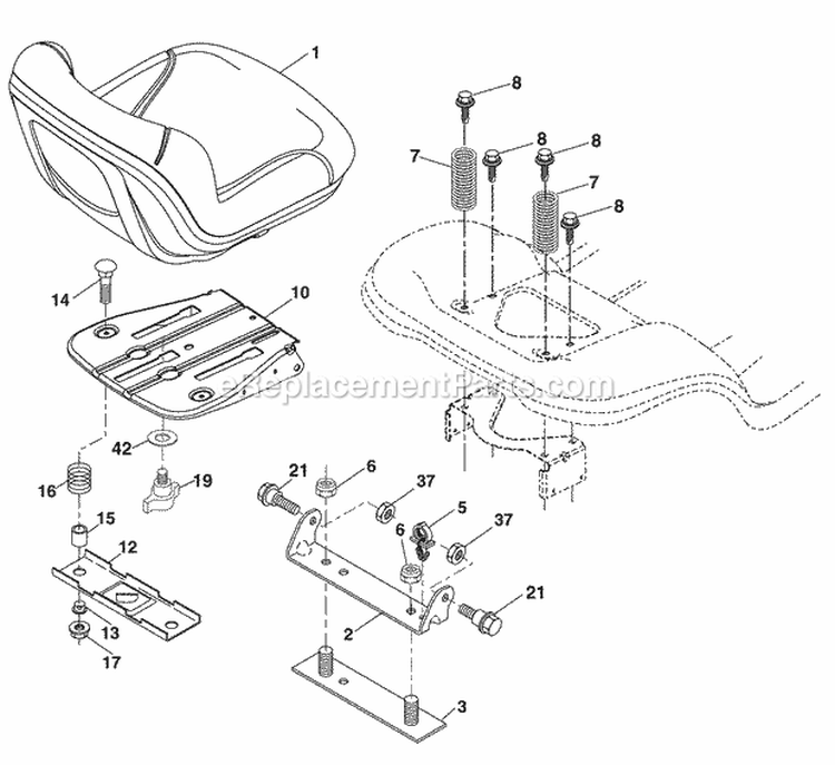 Page H Diagram and Parts List for 936038 000101 Ariens Lawn Tractor