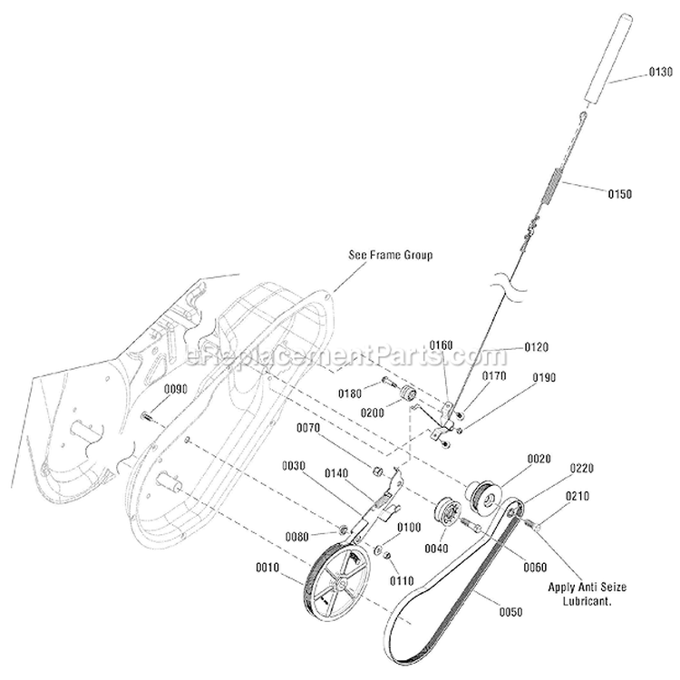 Auger Drive Diagram and Parts List for 938022 000101 Ariens Snow Blower