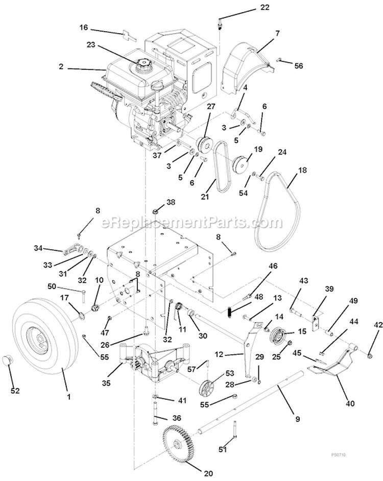 Engine And Belt Drive Diagram and Parts List for 939401 000101 Ariens Snow Blower