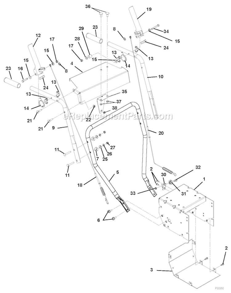 Handlebars And Controls Diagram and Parts List for 939401 000101 Ariens Snow Blower