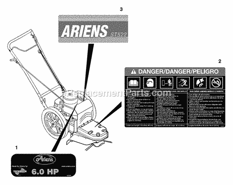 Frame, Swivel & Wheels Diagram and Parts List for 946501 000101 Ariens Trimmer