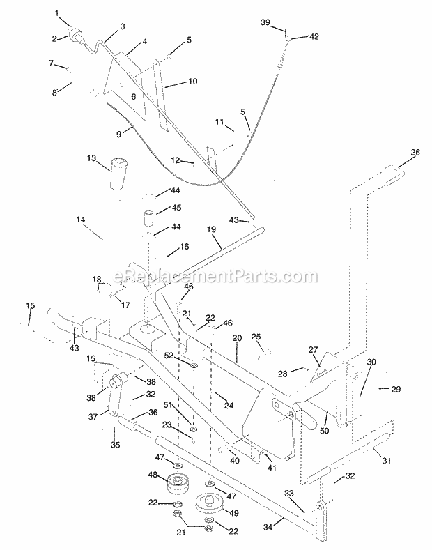 Sno-Thro Carriage And Frame (Model 836004) Diagram and Parts List for 836004 000101 Ariens Lawn Tractor