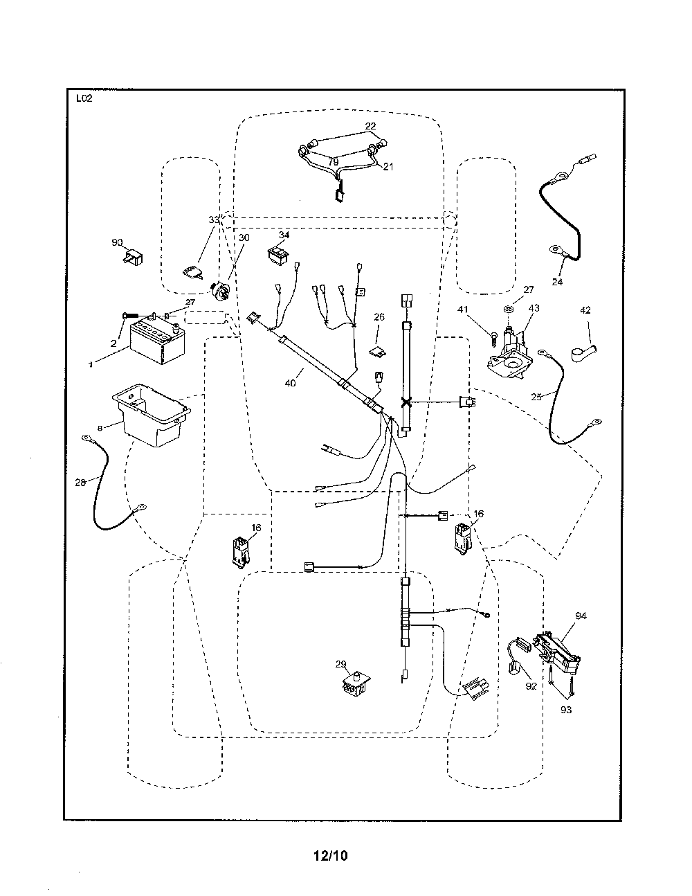 Electrical Diagram and Parts List for A175BG42 96016002300 Ariens Lawn Tractor