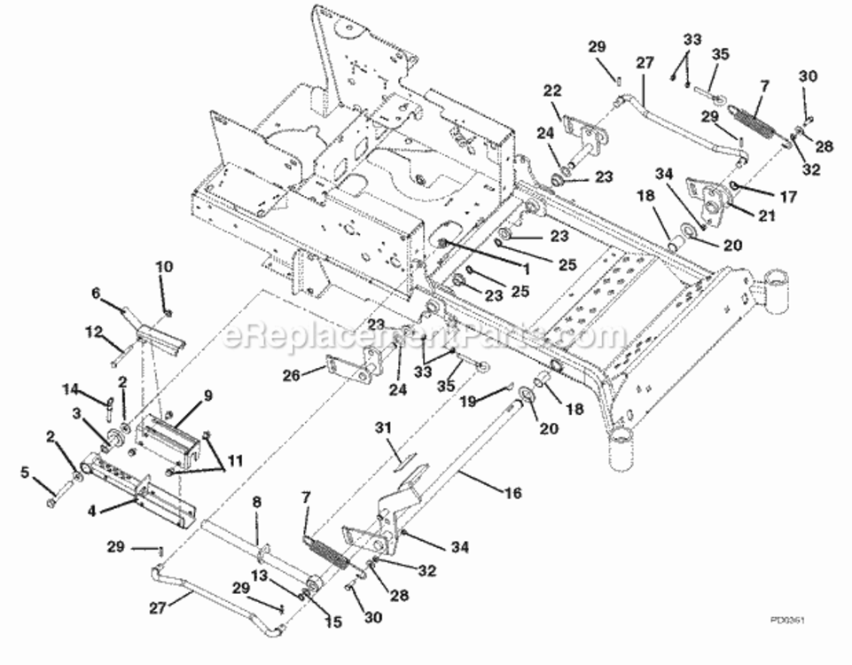 Mechanical_Lift Diagram and Parts List for 991056 000101- Ariens Lawn Tractor
