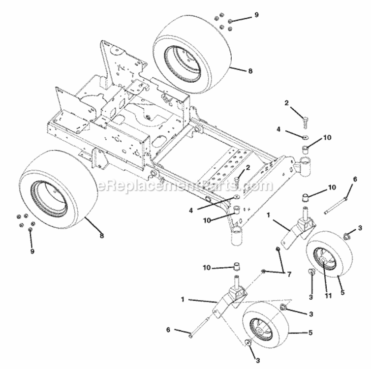 Wheels Diagram and Parts List for 991056 000101- Ariens Lawn Tractor