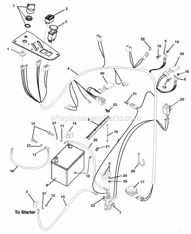 Electrical_System Diagram and Parts List for 991056 000101- Ariens Lawn Tractor