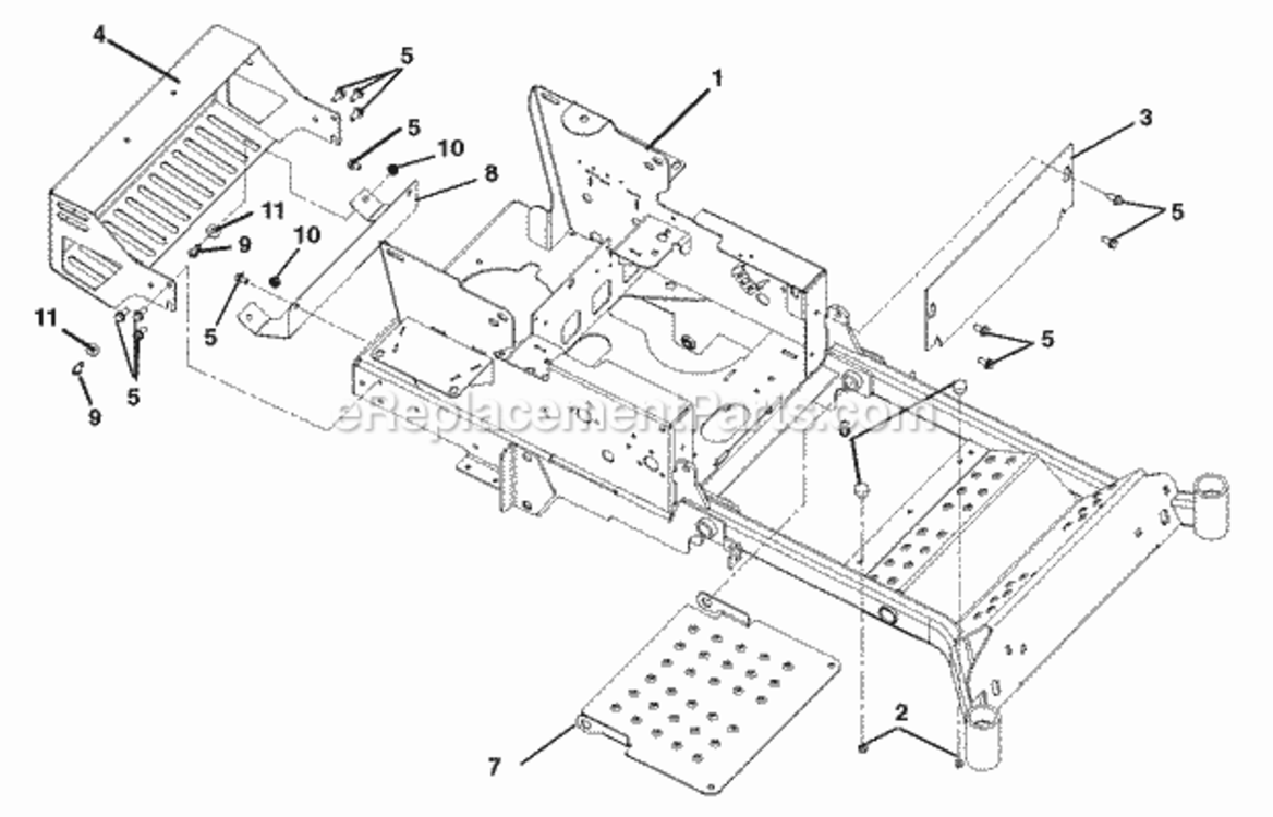 Frame Diagram and Parts List for 991056 000101- Ariens Lawn Tractor