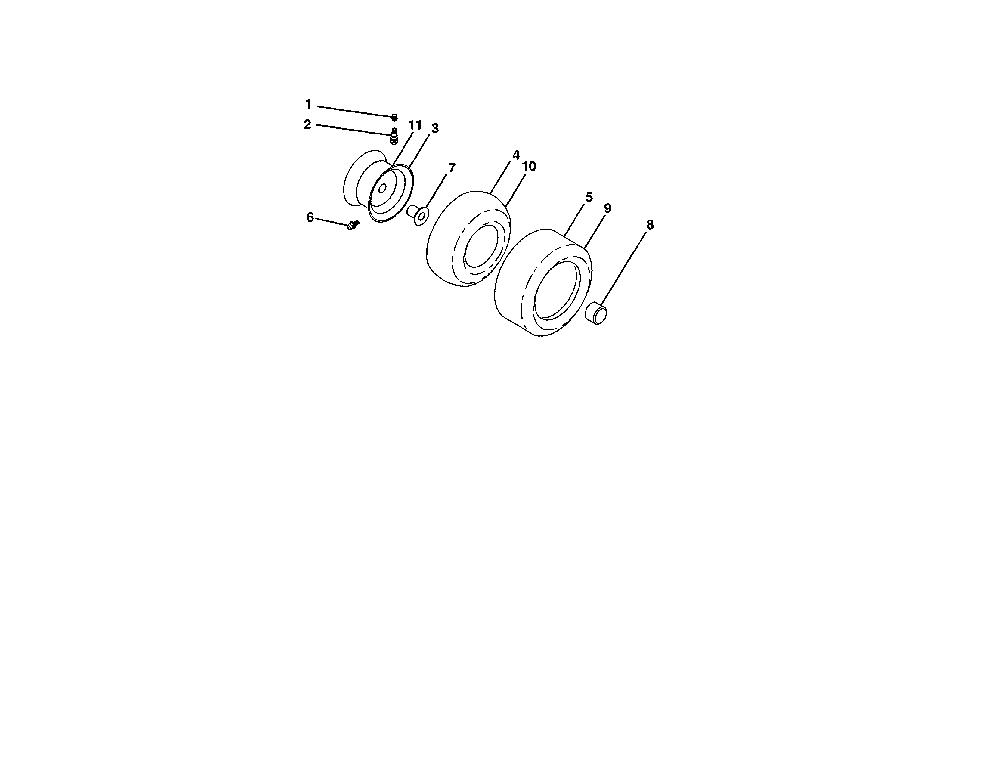 Wheels And Tires Diagram and Parts List for A19K42 96046000500 Ariens Lawn Tractor