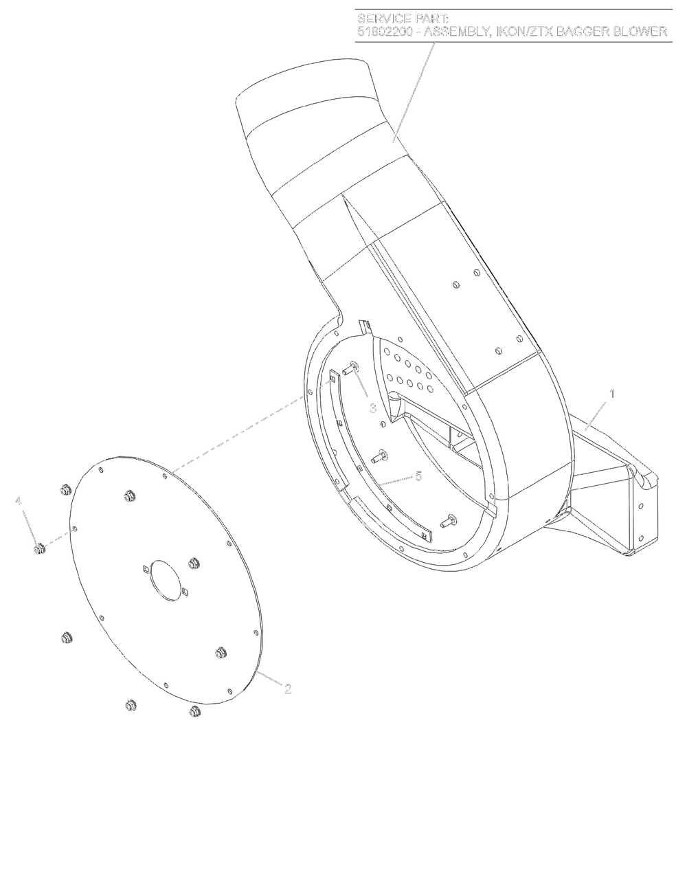 Blower Housing Diagram and Parts List for 718010  Ariens Lawn Tractor Accessories