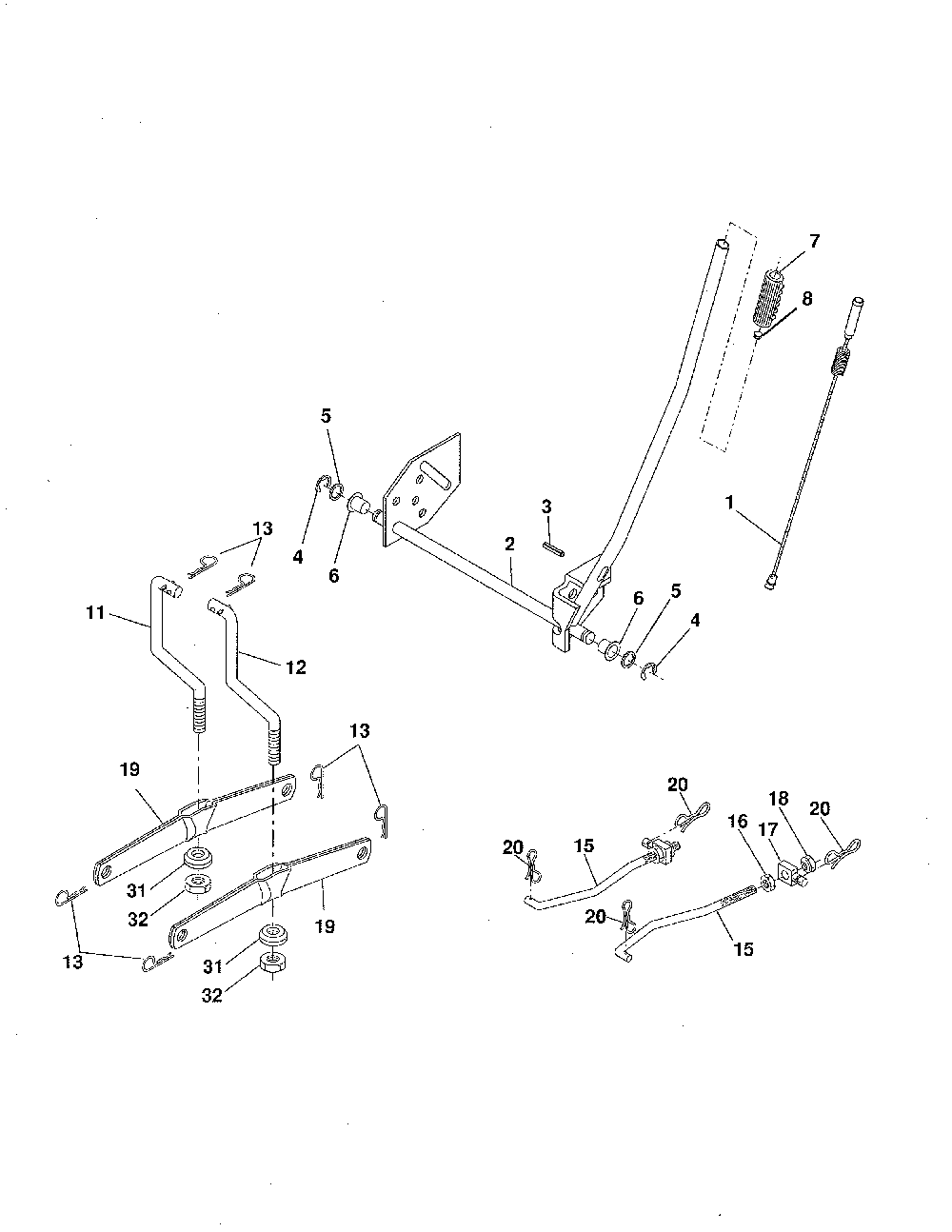 Mower lift Diagram and Parts List for 936060  Ariens Lawn Tractor
