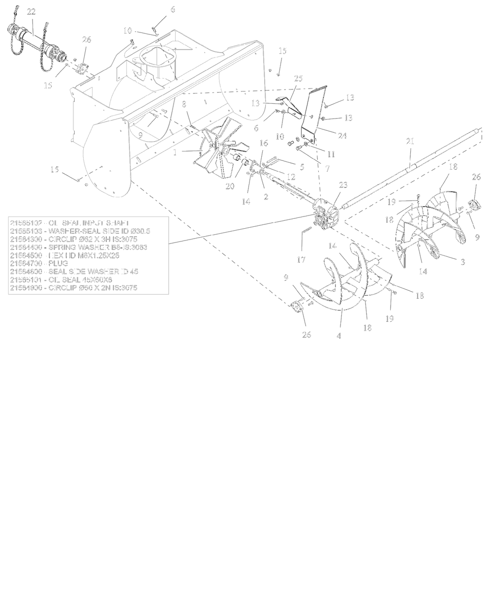 Auger Assembly - 48-Inch Diagram and Parts List for 851301 000101 Ariens Lawn Tractor Accessories