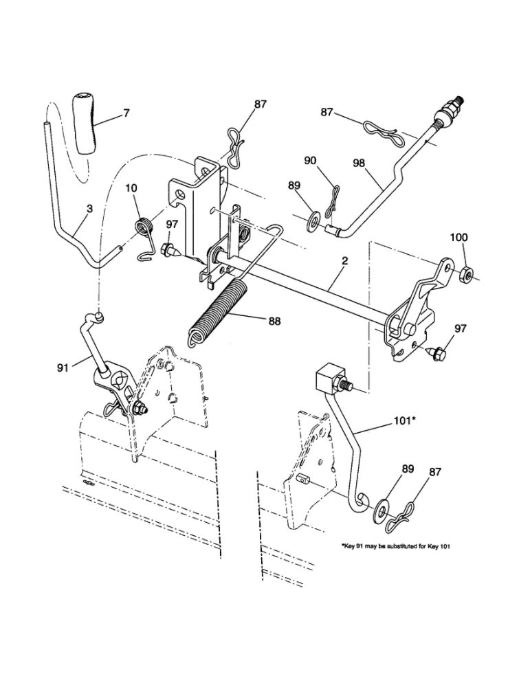 Mower Lift Diagram and Parts List for 96046001000  Ariens Lawn Tractor