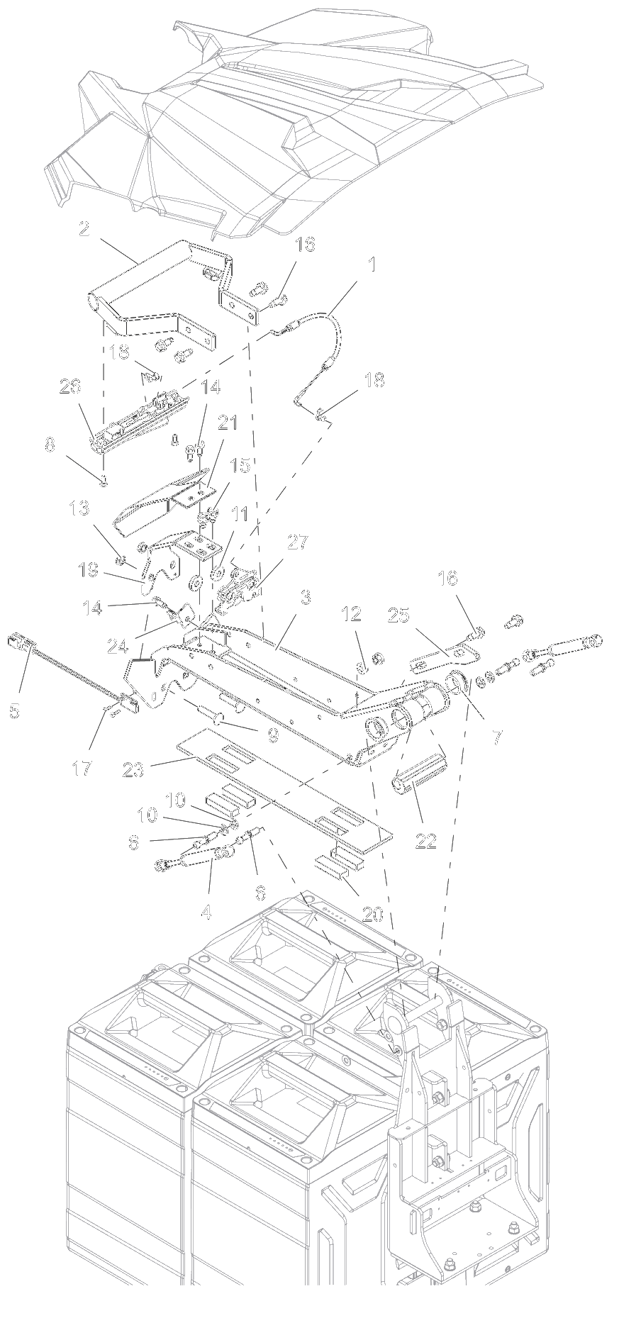 Battery Hold Down And Latch Assembly (Continued) Diagram and Parts List for 997312 000101 - 001499 Ariens Lawn Tractor
