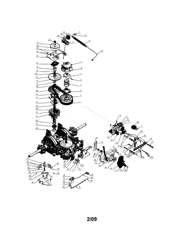 Transaxle Diagram and Parts List for 96046001001  Ariens Lawn Tractor