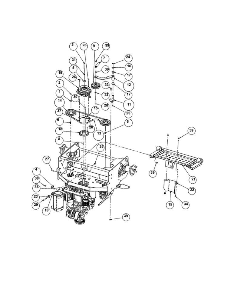 Clutch/Pump/Foot Plate Diagram and Parts List for 99480600  Ariens Lawn Mower