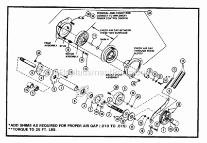 Front Pto And Electrical Clutch Diagram and Parts List for 931026 000101 Ariens Lawn Tractor