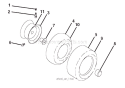 Wheels & Tires Diagram and Parts List for 936041 000101 Ariens Lawn Tractor
