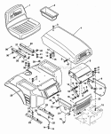 Hood & Rear Deck Diagram and Parts List for 931033 004001 Ariens Lawn Tractor