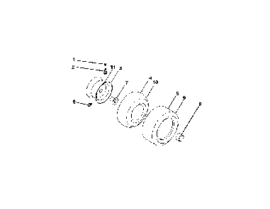 Wheels And Tires Diagram and Parts List for A19BA42 96046001000 Ariens Lawn Tractor