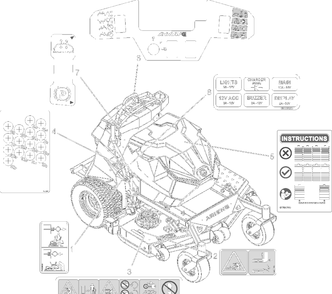 Decals - Safety - Rd Diagram and Parts List for 998304 001000 + Ariens Lawn Tractor