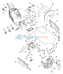 Hood, Dash & Battery Diagram and Parts List for 936015 000101 Ariens Lawn Tractor