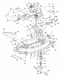 40" Deck, Belts, Blades And Idlers Diagram and Parts List for 927065 000101 Ariens Lawn Tractor