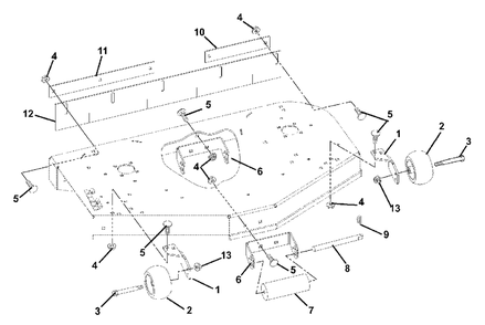 Mower Brackets And Rollers Diagram and Parts List for 915067 (010000 & Above)(1740) Ariens Lawn Tractor