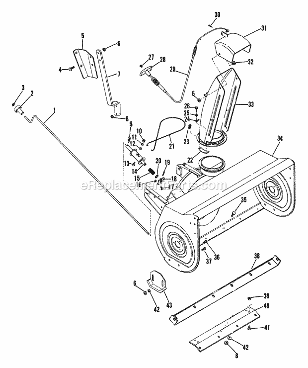 Sno-Thro Controls Diagram and Parts List for 835006 000101 Ariens Lawn Tractor