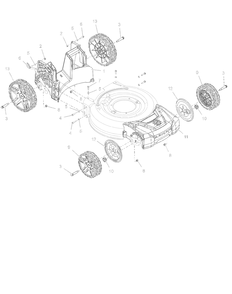 Wheels, Front Cover And Baffle Diagram and Parts List for 911608 032000 + Ariens Lawn Mower