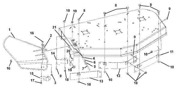 Baffles And Chute Diagram and Parts List for 915067 (010000 & Above)(1740) Ariens Lawn Tractor