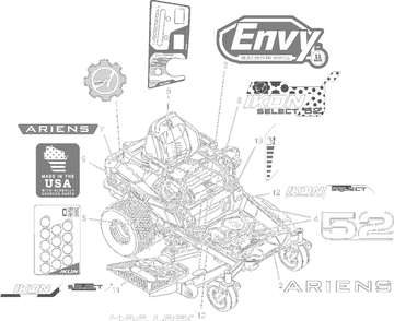 Decals - Style - 52-Inch Select Diagram and Parts List for 918028 030000 + Ariens Lawn Tractor