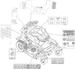 Decals - Safety - Rd Diagram and Parts List for 998305 000101 - 000499 Ariens Lawn Tractor