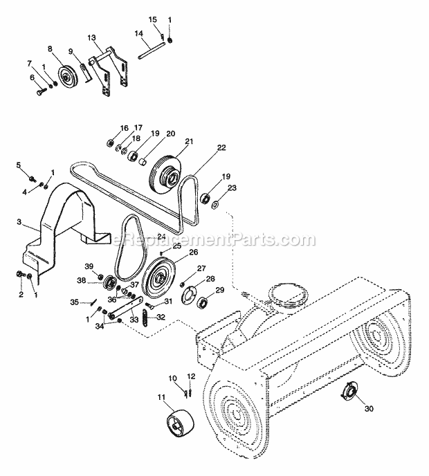 Sno-Thro Belt Drive Diagram and Parts List for 834018 000101 Ariens Lawn Tractor