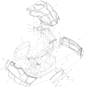 Hood Assembly Diagram and Parts List for 998305 000101 - 000499 Ariens Lawn Tractor