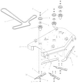Deck, Belt, Blades And Spindles - 42-Inch Diagram and Parts List for 918027 035000 + Ariens Lawn Tractor