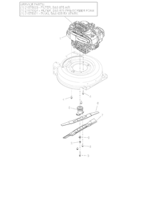 Engine And Blades Diagram and Parts List for 911614 000101 - 007499 Ariens Lawn Mower