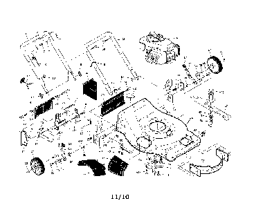 Engine/Housing/Handle Diagram and Parts List for A160H22 96146000400 Ariens Lawn Mower