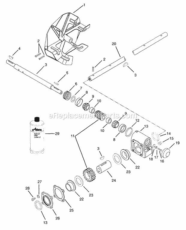 Gear Case Diagram and Parts List for 834033 000101 Ariens Lawn Tractor