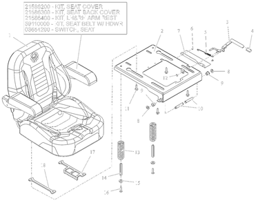 Seat - Apex Diagram and Parts List for 991296 100000 + Ariens Lawn Tractor