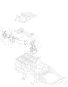 Battery Hold Down And Latch Assembly Diagram and Parts List for 997312 000101 - 001499 Ariens Lawn Tractor