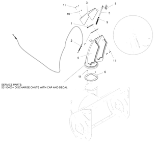 Discharge Chute Diagram and Parts List for 926093 000101 & Above Ariens Snow Blower