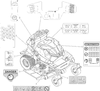 Decals - Safety - Sd Diagram and Parts List for 998302 000500 - 000999 Ariens Lawn Tractor