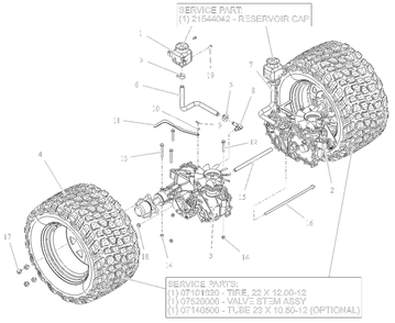 Rear Tires And Transaxles Diagram and Parts List for 991590 095000 + Ariens Lawn Tractor